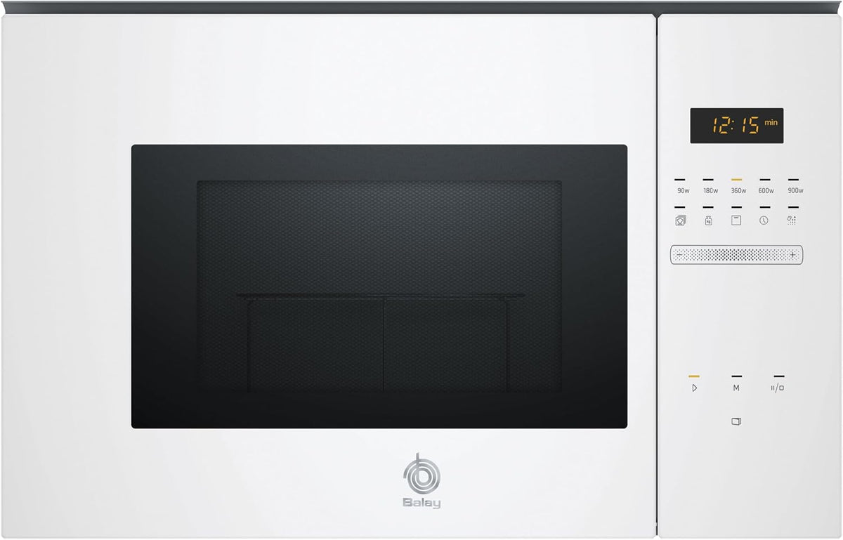 Micro-ondas com grill, Balay, 38 cm, 25 l, 5 cm, com iluminação LED, aço inoxidável, aço, Branco, para a cozinha