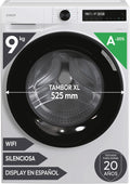 Máquina de lavar roupa, CANDY, 49SBL8-S, 9 KG, 1400 RPM, 5 cm, 72 DB, com controlo por aplicação, plástico, tecido, Branco, para uso diário