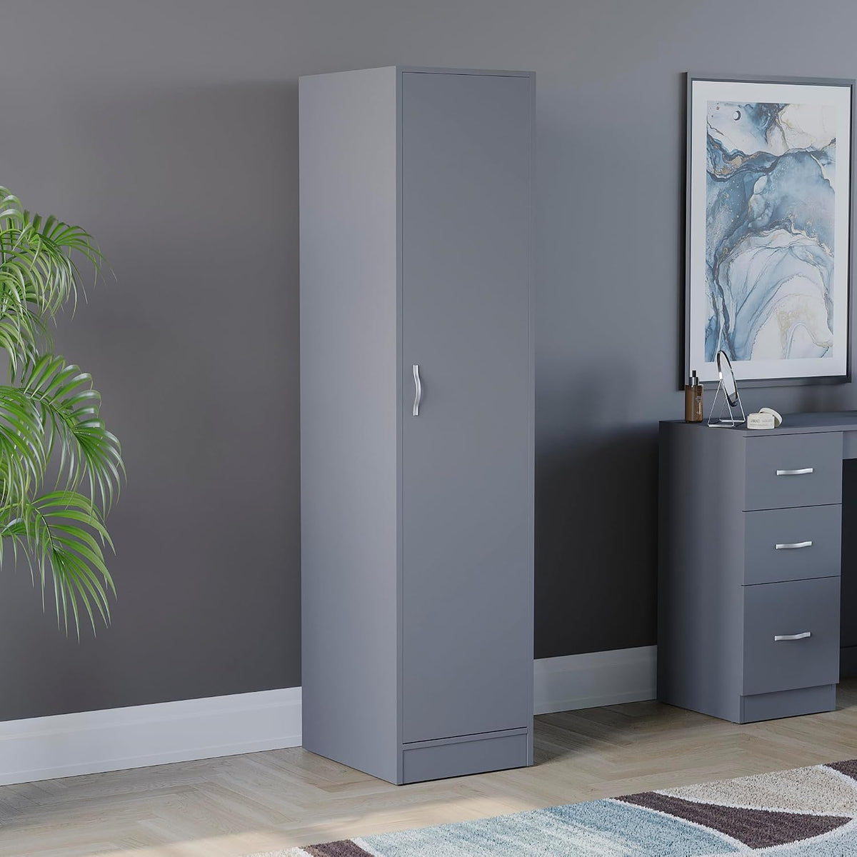 Roupeiro, Vida Designs, Riano, com prateleiras, com portas, Cinzento, para o quarto