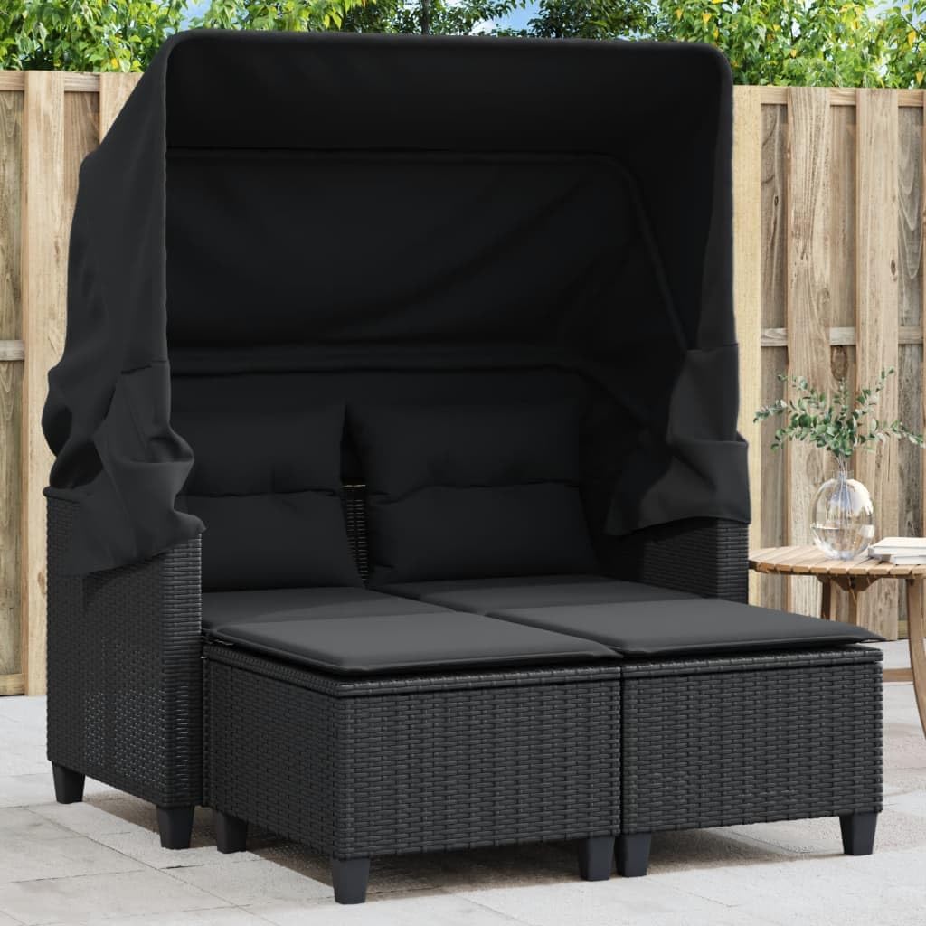 Sofá, ChicAbode, 110 kg, resistente à água, com portas, aço, ratã, Preto, para a sala