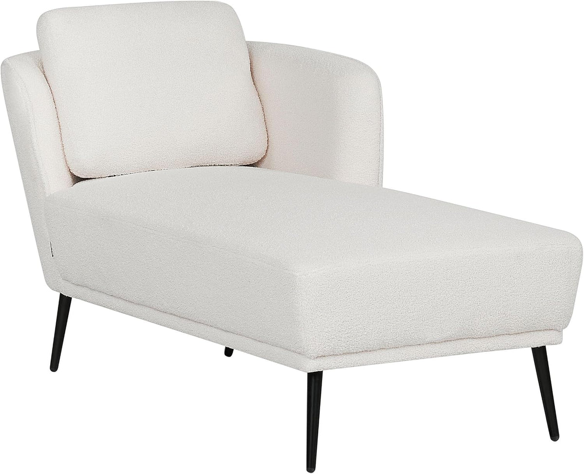 Espreguiçadeira, Beliani, Chaiselongue, 30 kg, 70 cm, 64 cm, 22 cm, 41 cm, aço, madeira, Branco, para uso diário