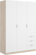 Roupeiro, DEKIT GRUPO RIMOBEL, 121 × 184 × 52 cm, 16 mm, 55 kg, com gavetas, com prateleiras, madeira, Branco, para o quarto