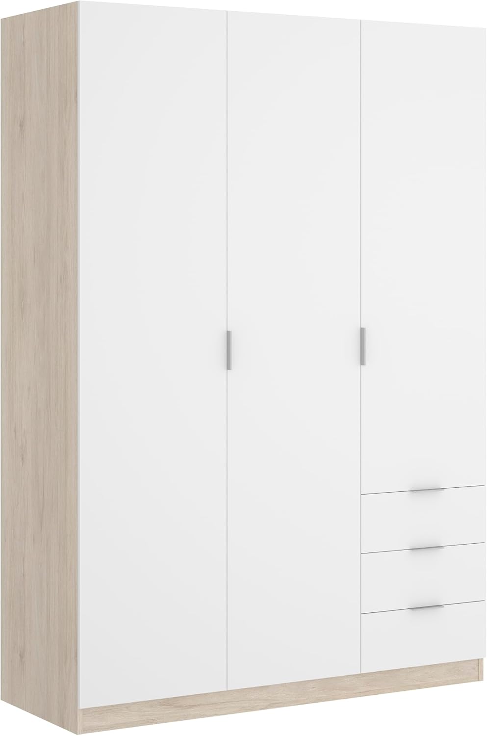 Roupeiro, DEKIT GRUPO RIMOBEL, 121 × 184 × 52 cm, 16 mm, 55 kg, com gavetas, com prateleiras, madeira, Branco, para o quarto