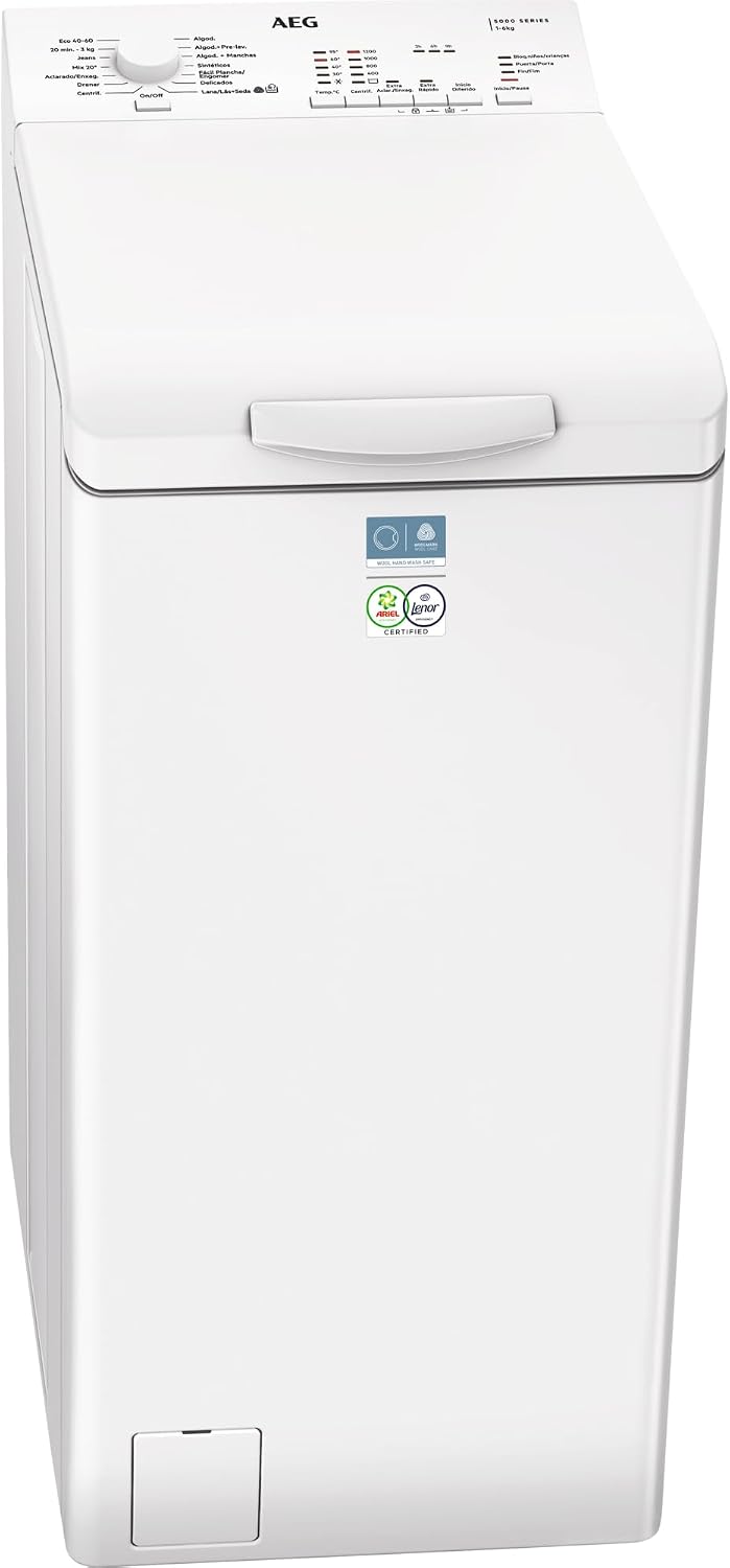 AEG, Máquina de lavar roupa, LTA5N6230E, 6 kg, 1200 rpm, aço, Branco, para uso diário