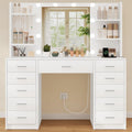 Toucador, TEENFON, Gro, com iluminação LED, com gavetas, com prateleiras, Branco, para o quarto