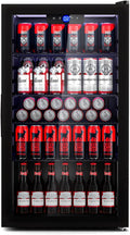 Frigorífico para bebidas, JUMMICO, 95 L, 40 dB, 93 L, com iluminação LED, com prateleiras, vidro, Prateado, para uso diário