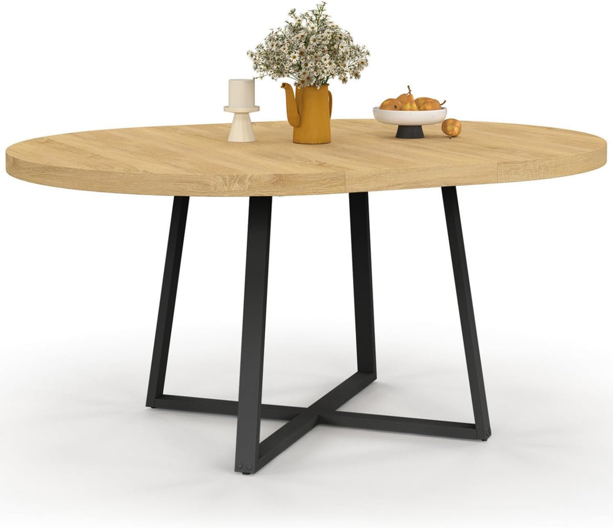 Mesa de jantar, IDMarket, 150 cm, madeira, veludo, Preto, para uso diário