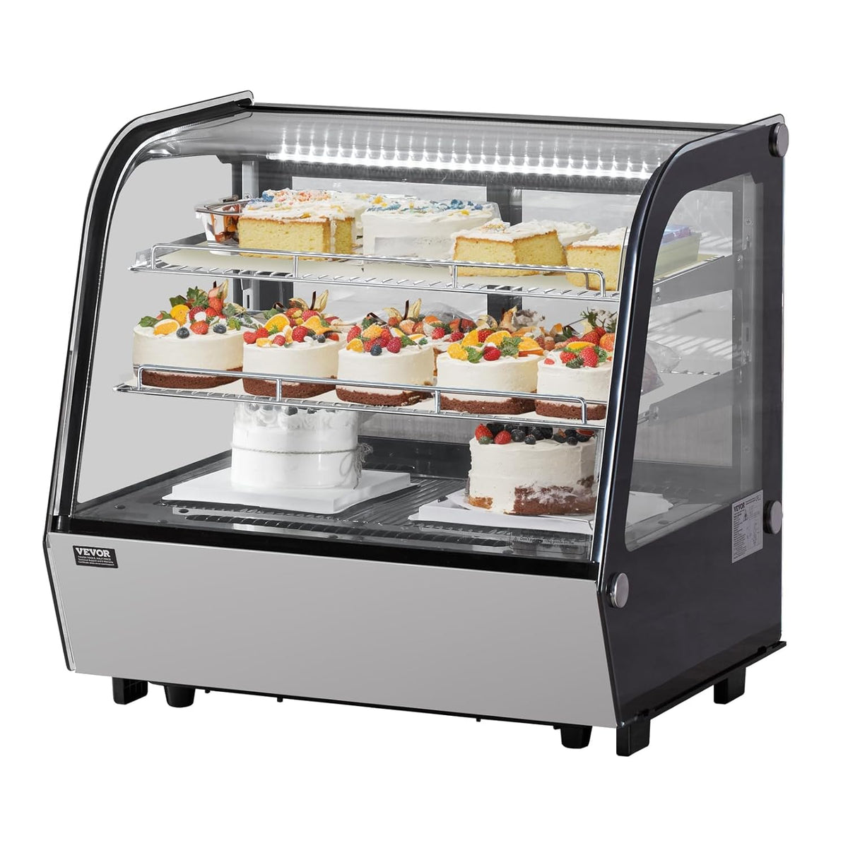 VEVOR, Frigorífico, 115 L, regulável, com iluminação LED, alumínio, vidro, Mehrfarbig, para uso diário