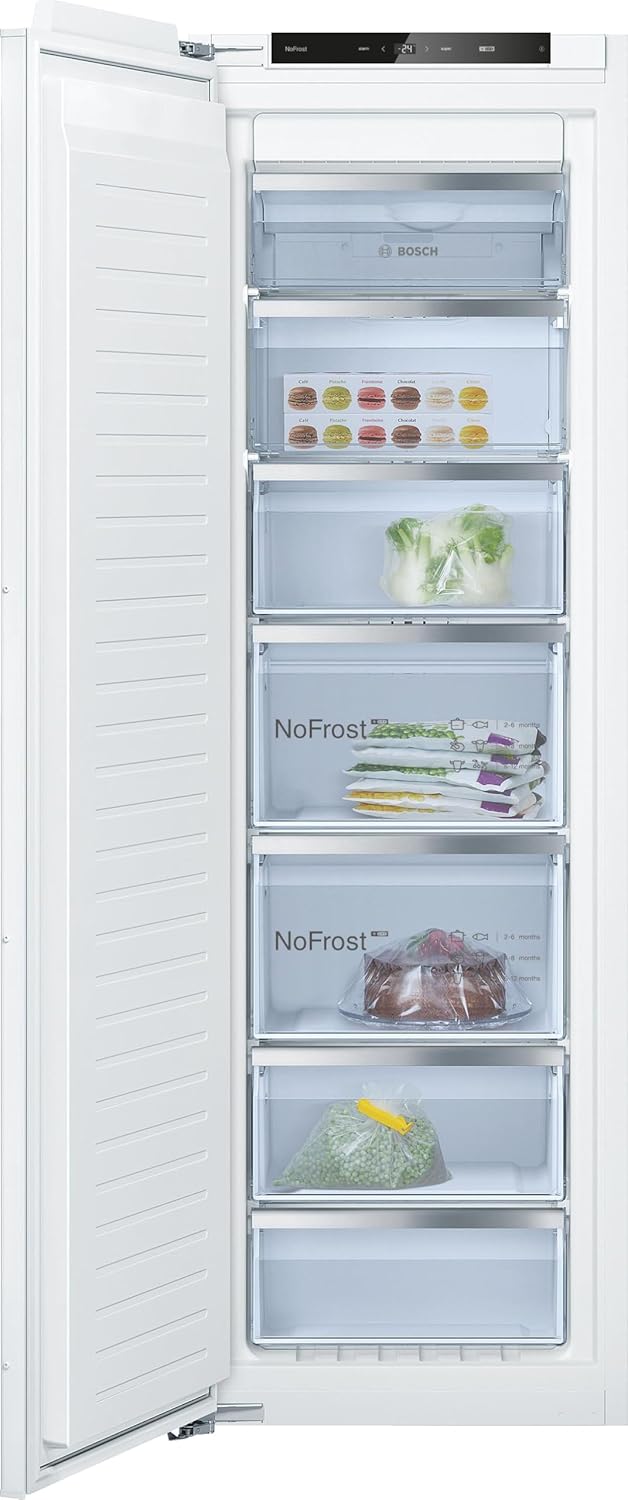 Bosch, Artigo para casa, GIN81ACE0, 212 L, Classe d, com gavetas, vidro, Branco, para uso diário