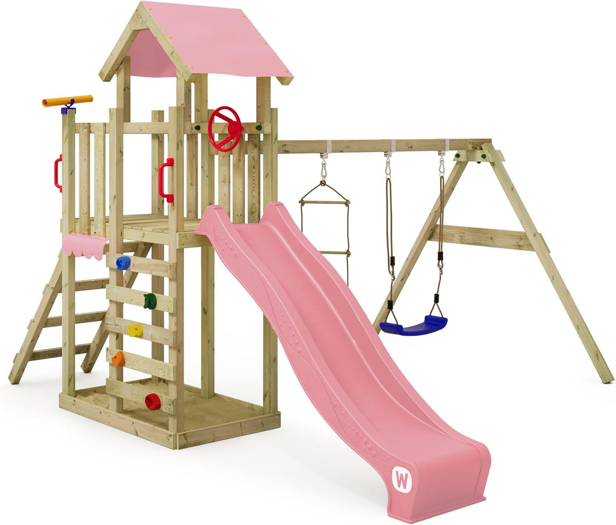 Equipamento infantil de exterior, Wickey, Spielturm, 120 cm, 5cm, 9 × 9cm, 7 × 4,5cm, madeira, Natural, para utilização no exterior
