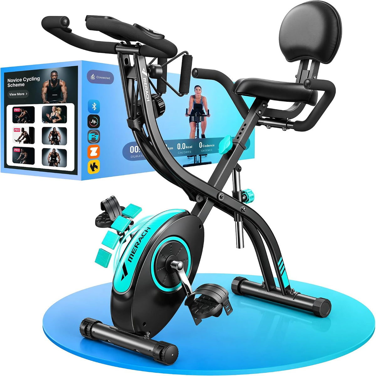 Bicicleta estática, MERACH, dobrável, plástico, Multicolor, para uso diário