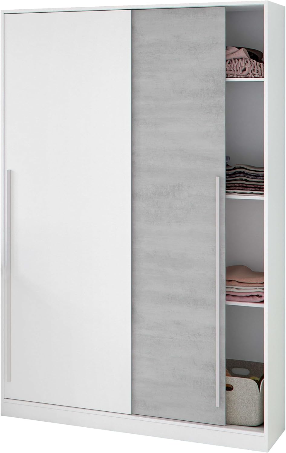 Roupeiro, Habitdesign, 120 cm, 200 cm, 50 cm, com prateleiras, alumínio, Branco, para o quarto
