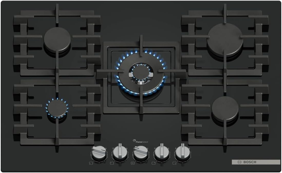 Bosch, Placa de cozinha, PPQ7A6I40, 75 cm, 4 kW, 11,5 kW, 52,4 cm, 4,5 × 75,6 × 52,4 cm, aço, vidro, Preto, para a cozinha