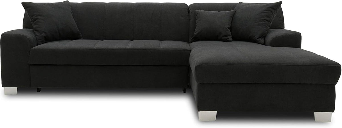 Sofá, DOMO. collection, 75 cm, 239 × 152 × 75 cm, madeira, poliéster, Preto, para a sala