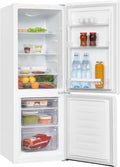 Frigorífico combinado, Exquisit, 175 L, 5 Cm, Classe E, regulável, com iluminação LED, com gavetas, vidro, Branco, para uso diário