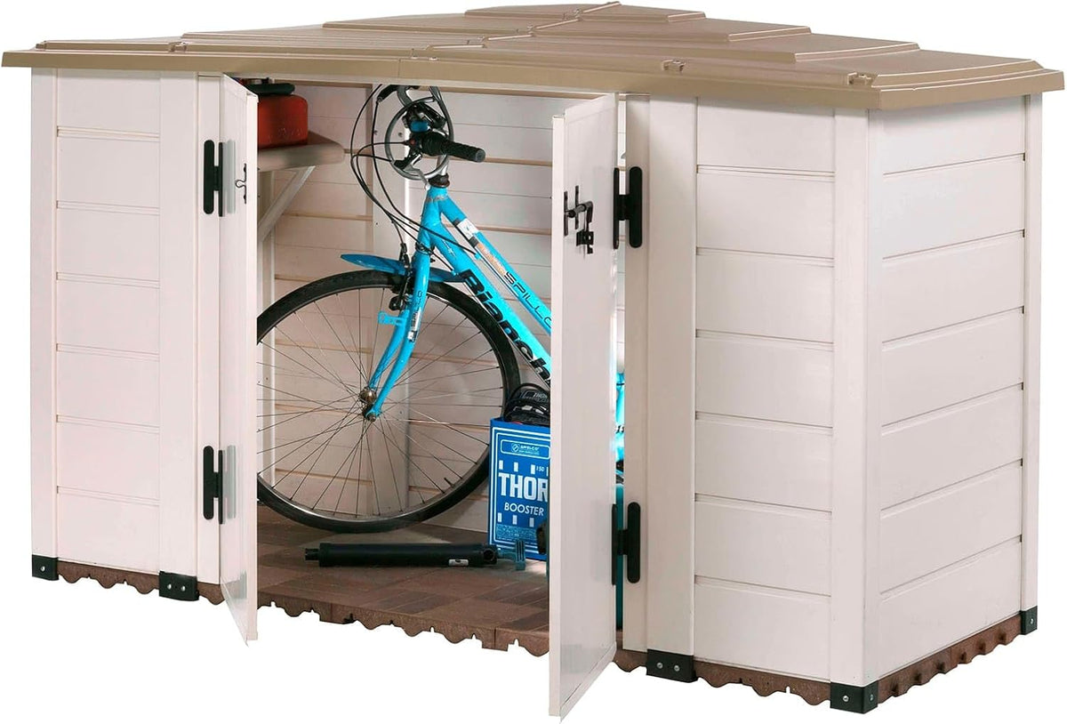 Abrigo de jardim, Gardiun, KSP38270, 133 cm, 88 × 212 × 133 cm, aço, Branco, para jardim e exterior