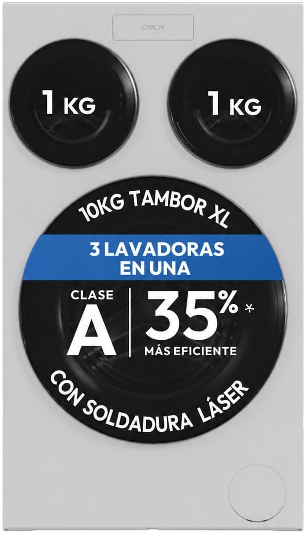 Máquina de lavar roupa, CANDY, 410CBL9-37, 1 kg, 65 kg, classe energética A, tecido, Multicolor, para uso diário