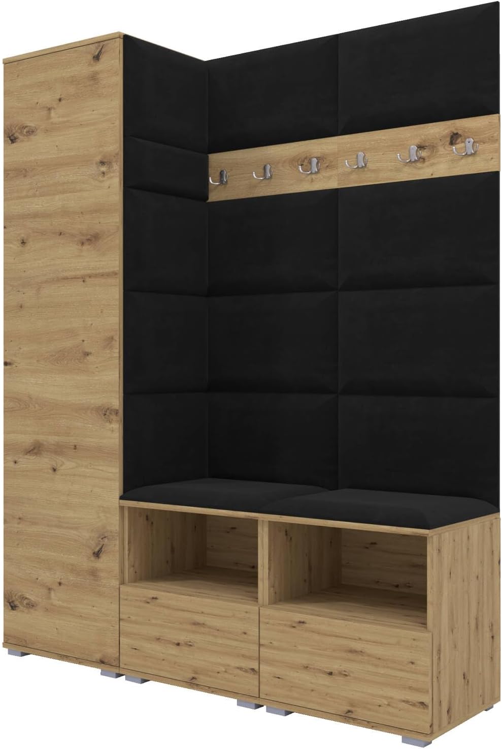 Sapateira, RAVIO, Flurgarderobe, 150 cm, 100 cm, 187 cm, painel de madeira, Preto, para uso diário