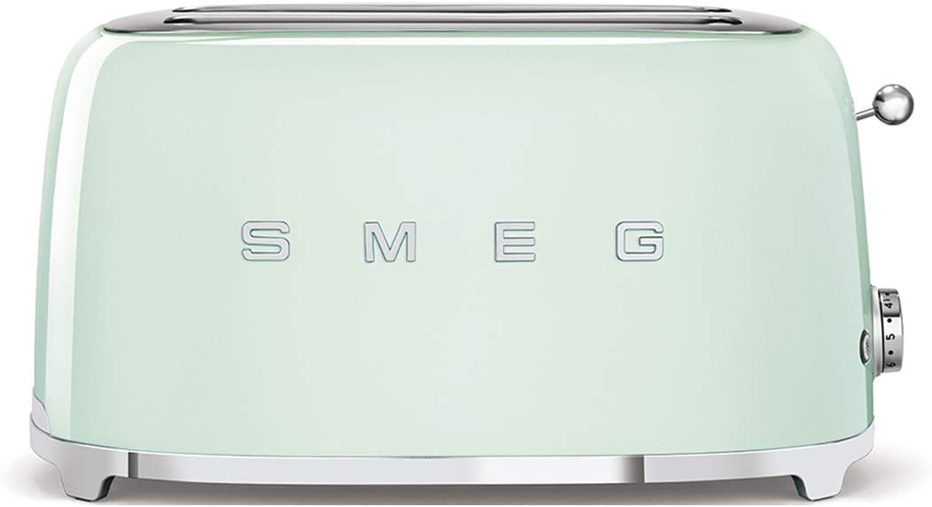 Torradeira, Smeg, TSF02PGEU, 36 mm, 1500 W, 208 mm, 3.360 kg, 1 m, 240 V, com gavetas, com rodas, aço inoxidável, aço, Verde, para a cozinha