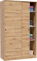 Roupeiro, Habitdesign, 120 cm, 200 cm, 50 cm, com prateleiras, alumínio, Carvalho, para o quarto