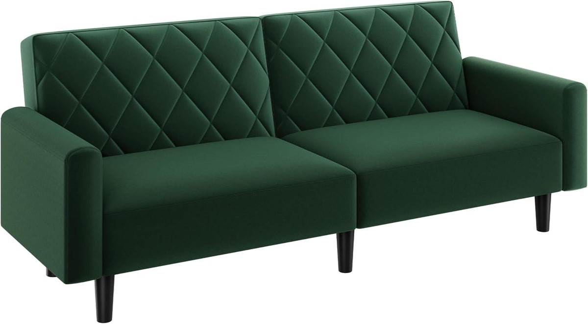 Sofá, Yaheetech, 140,5 cm, 49 cm, 302 kg, 20 cm, dobrável, regulável, metal, tecido, Verde, para a sala