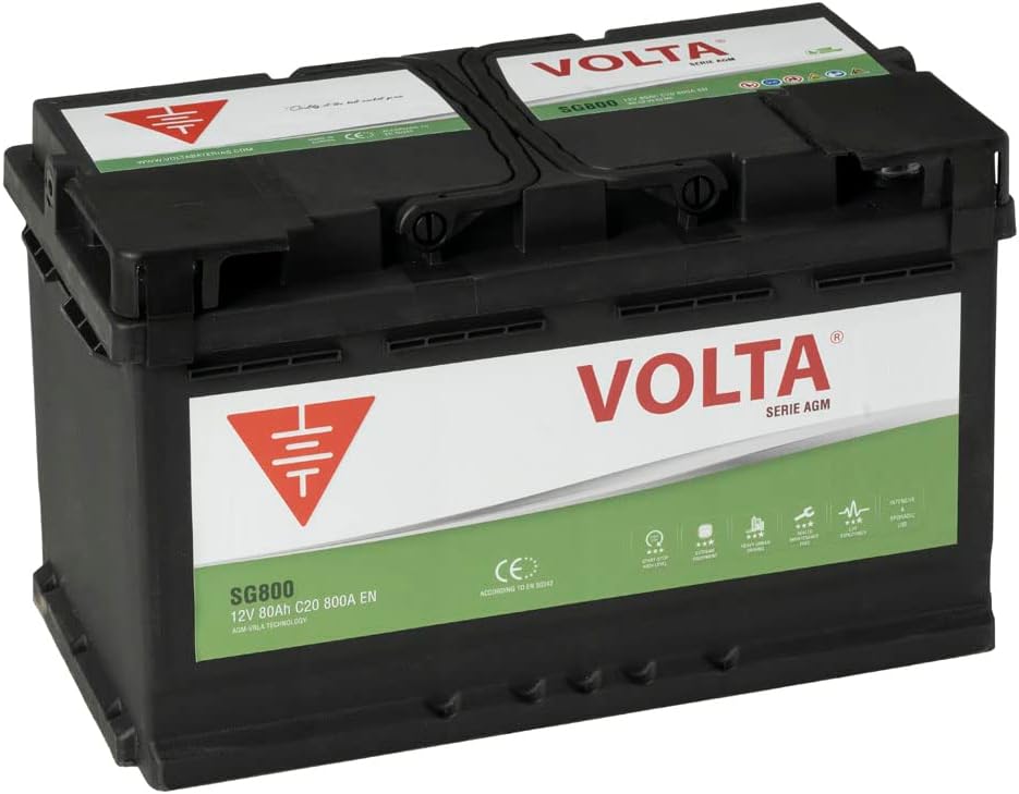 Bateria automóvel, Volta baterías, 80 Ah, 800 A, 190 mm, vidro, Multicolor, para a sala