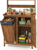 Mesa, COSTWAY, Pflanztisch, 152 cm, 102 × 43,5 × 152 cm, regulável, com portas, madeira, Natural, para uso diário