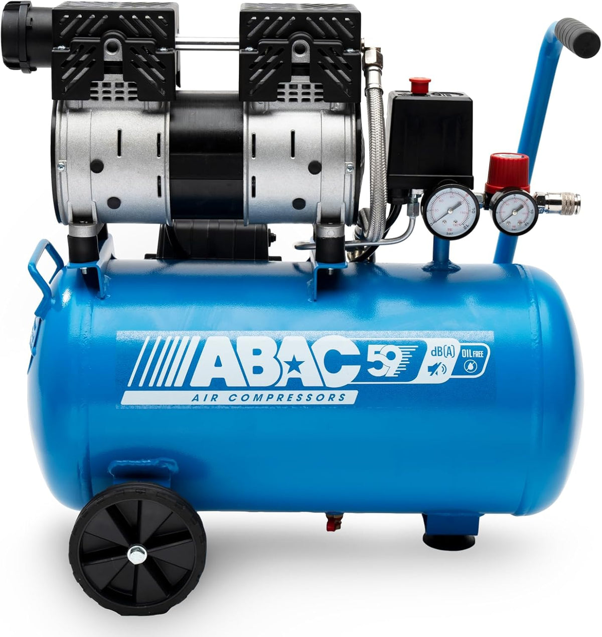 Compressor de ar, ABAC, 8 bar, 24 L, 59 dB, com rodas, Multicolor, para trabalhos de manutenção