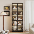 Vitrine, Caldion, 200 cm, 38 cm, 15 kg, 40 kg, 80 × 36 × 200 cm, 80 × 36 × 38 cm, com iluminação LED, com prateleiras, alumínio, madeira, Preto