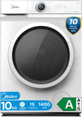 Máquina de lavar roupa, Midea, 10 kg, 1950 W, 1400 rpm, 15 Programas, algodão, tecido, Multicolor, para uso diário