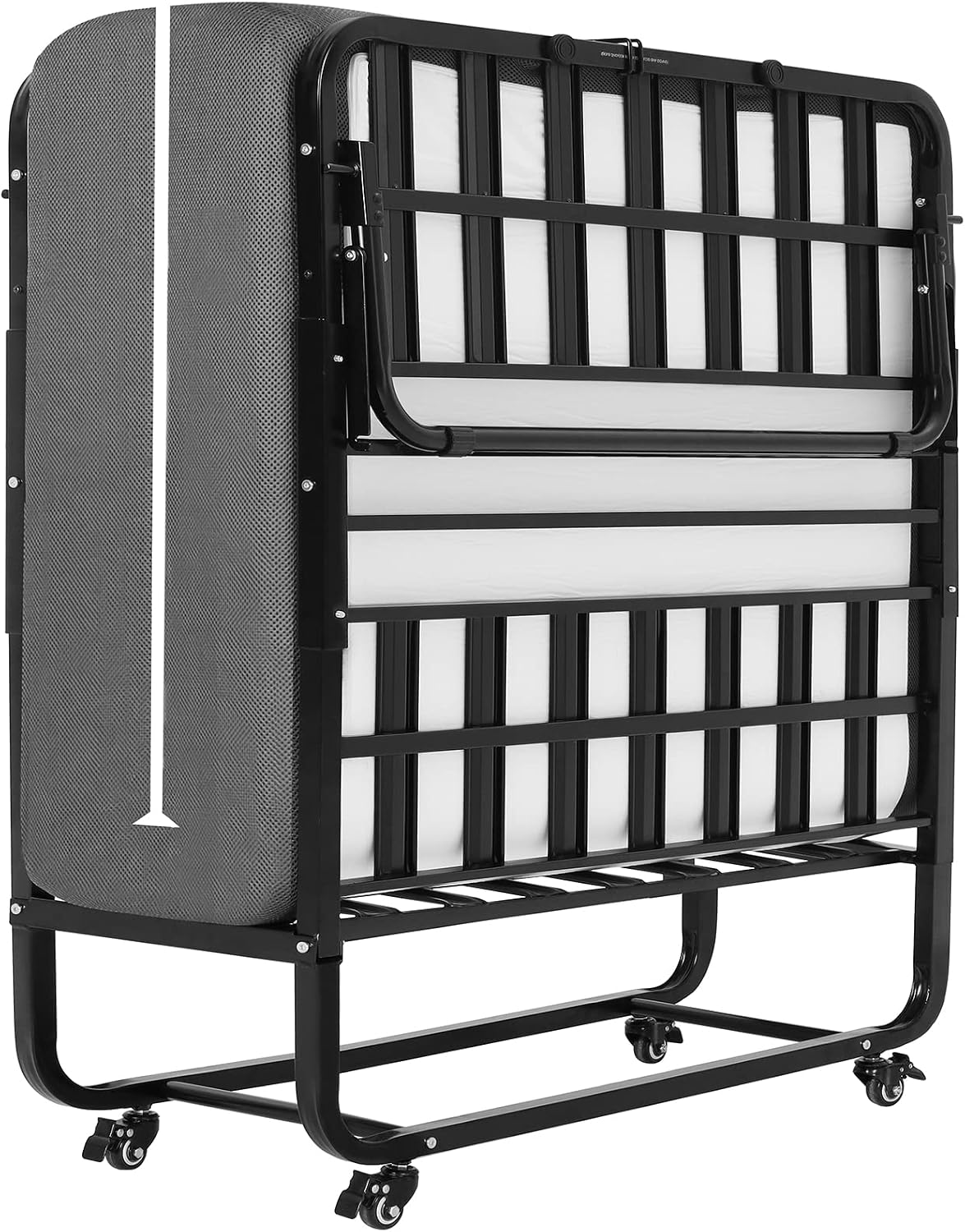 Cama, DICTAC, Klappbett, 200 kg, 90 × 200cm, 13cm, 10,5cm, 2,5cm, dobrável, com rodas, com colchão, metal, Mehrfarbig, para o quarto