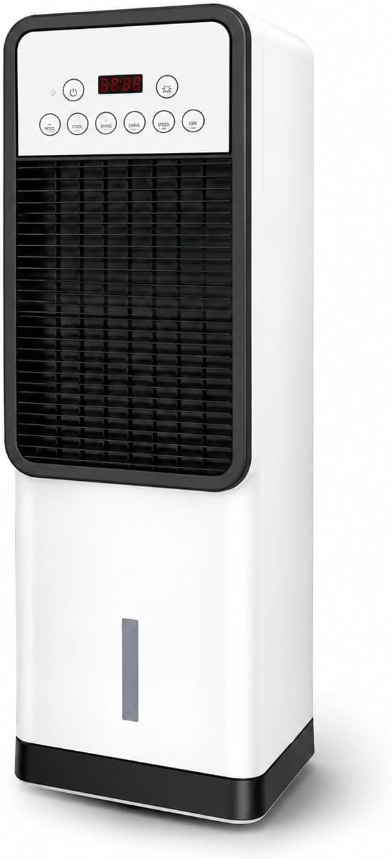Climatizador evaporativo, Cosecha Privada, 1800 W, 2 L, 710 mm, 3,8 kg, 4,5 kg, 230 × 200 × 710 mm, regulável, com comando à distância, com ecrã tátil