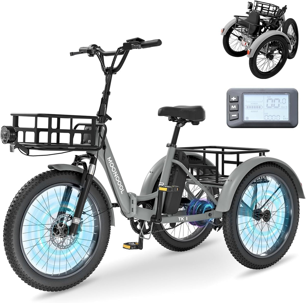 Bicicleta, MOONCOOL, 20AH, 36V, 250W, 20', 25 km/h, dobrável, resistente à água, com rodas, aço, alumínio, Prateado, para uso diário