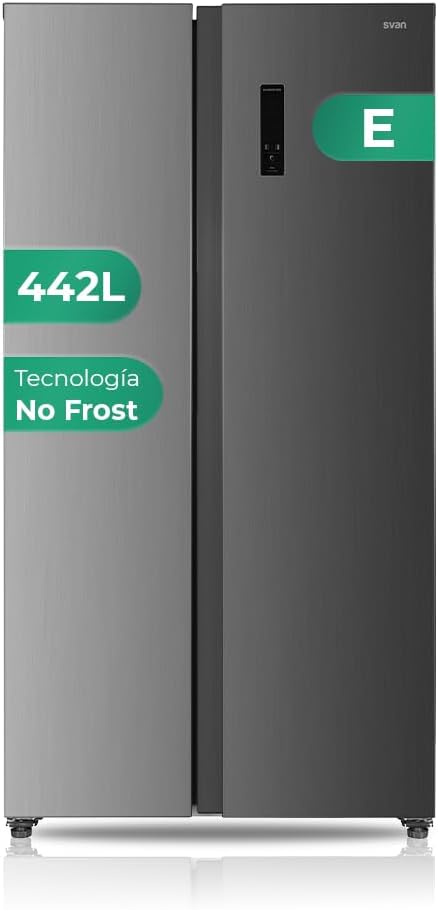 Frigorífico combinado, SVAN, SA18901ENFX, 442 L, Classe E, aço inoxidável, aço, Prateado, para uso diário