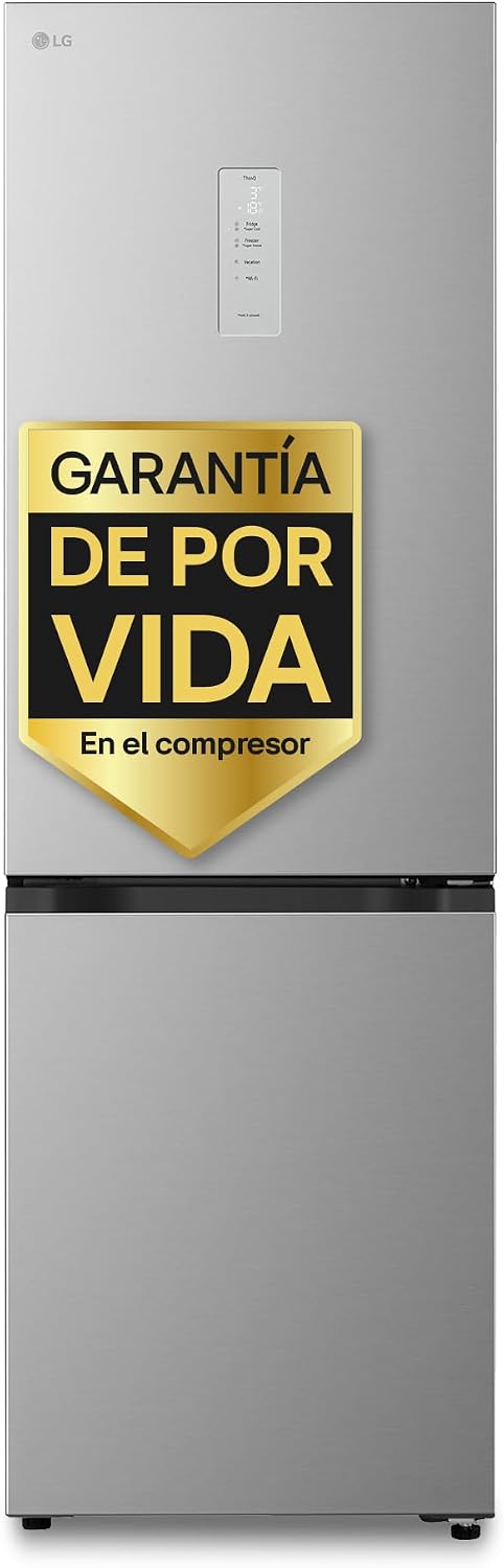 LG, Frigorífico combinado, GBBSJ11DPY, 1.86 m, 333 l, com controlo por aplicação, com gavetas, Prateado, para uso diário
