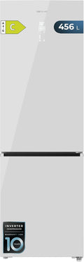 Cecotec, Frigorífico combinado, 456 L, 201 cm, 5 cm, com gavetas, vidro, Branco, para uso diário