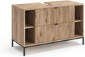 Armário inferior, Vicco, Waschbeckenunterschrank, 63 cm, 100 × 63 cm, 100 cm, 45,1 cm, com gavetas, com prateleiras, painel de madeira, metal, Eiche