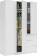 Roupeiro, Habitdesign, 200 cm, 135 cm, 52 cm, 13 cm, 39,5 cm, 45 cm, com gavetas, com prateleiras, Branco, para o quarto