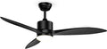 Klarstein, Ventoinha de teto com luz, SkyBreeze, 132cm, 6 níveis, 40 dB, com comando à distância, madeira, Preto, para uso diário