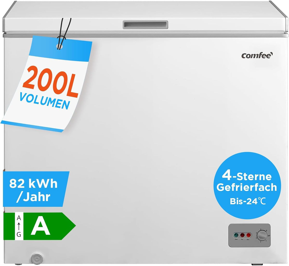 Arca congeladora, Comfee, 200L, regulável, com iluminação LED, Mehrfarbig, para uso diário