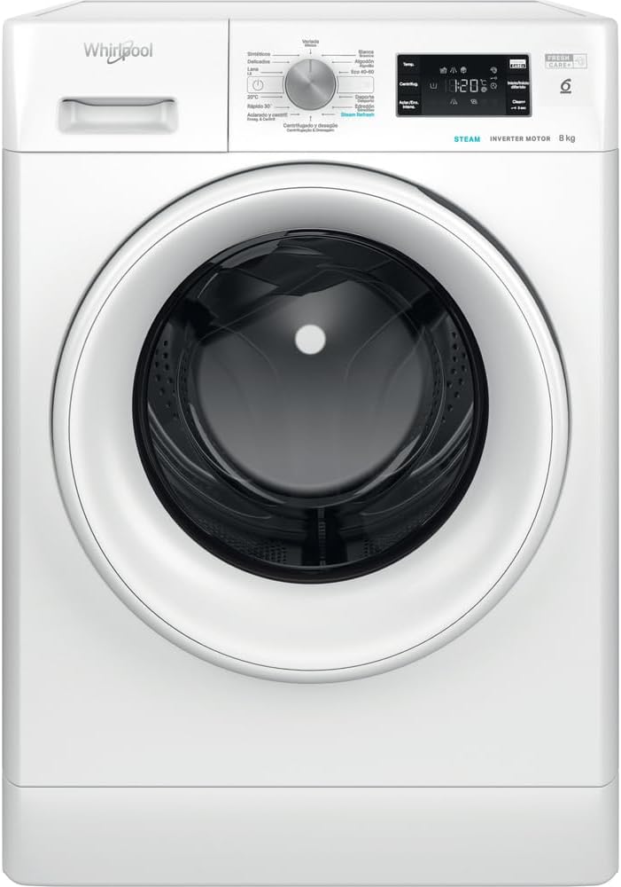 Máquina de lavar roupa, Whirlpool, FFB, 8 kg, 1200 rpm, aço, tecido, Branco, para uso diário