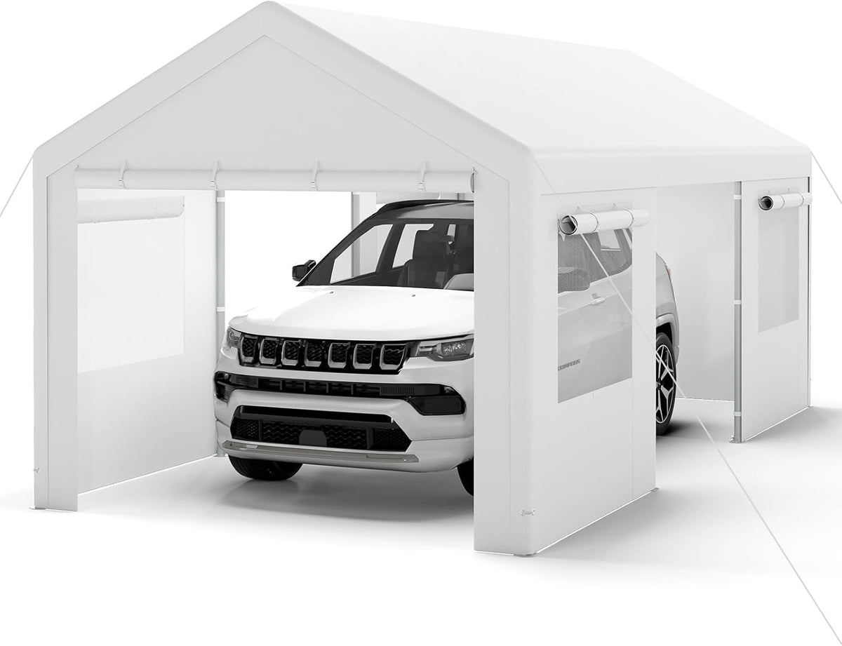 Abrigo para automóvel, COSTWAY, 280 cm, 586 × 305 × 280 cm, Branco, para a sala