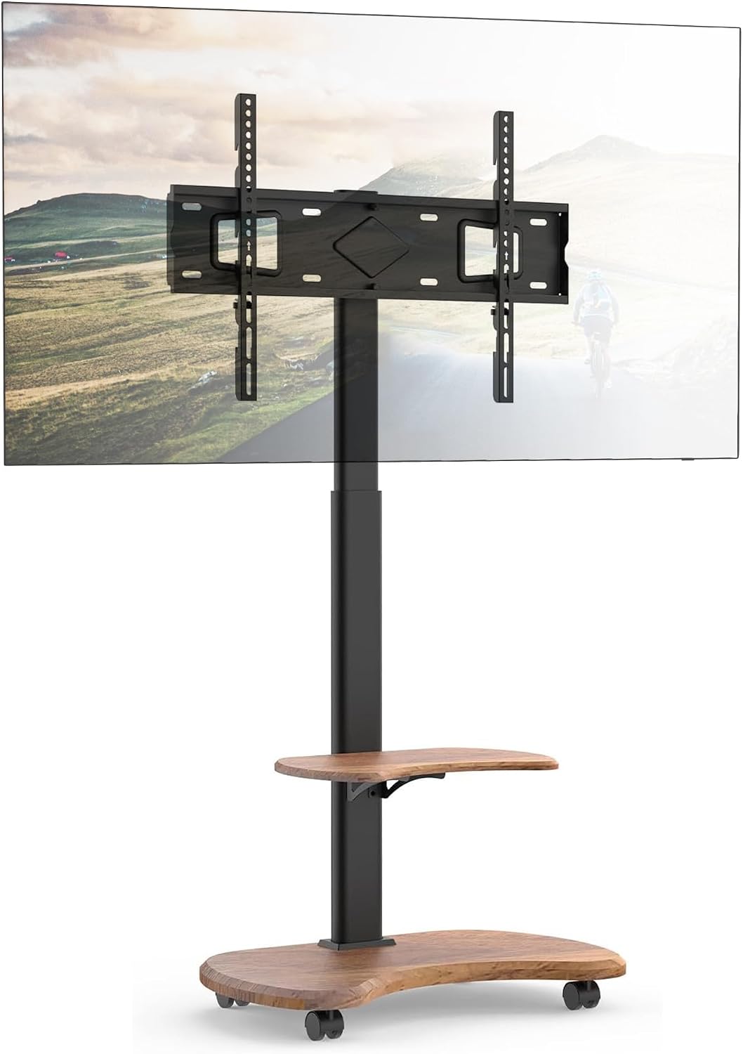 Televisor, XTRARM, 45 kg, 70 ', 178 cm, 5 kg, 600 × 400mm, altura regulável, regulável, com rodas, aço, madeira, Natural, para uso diário