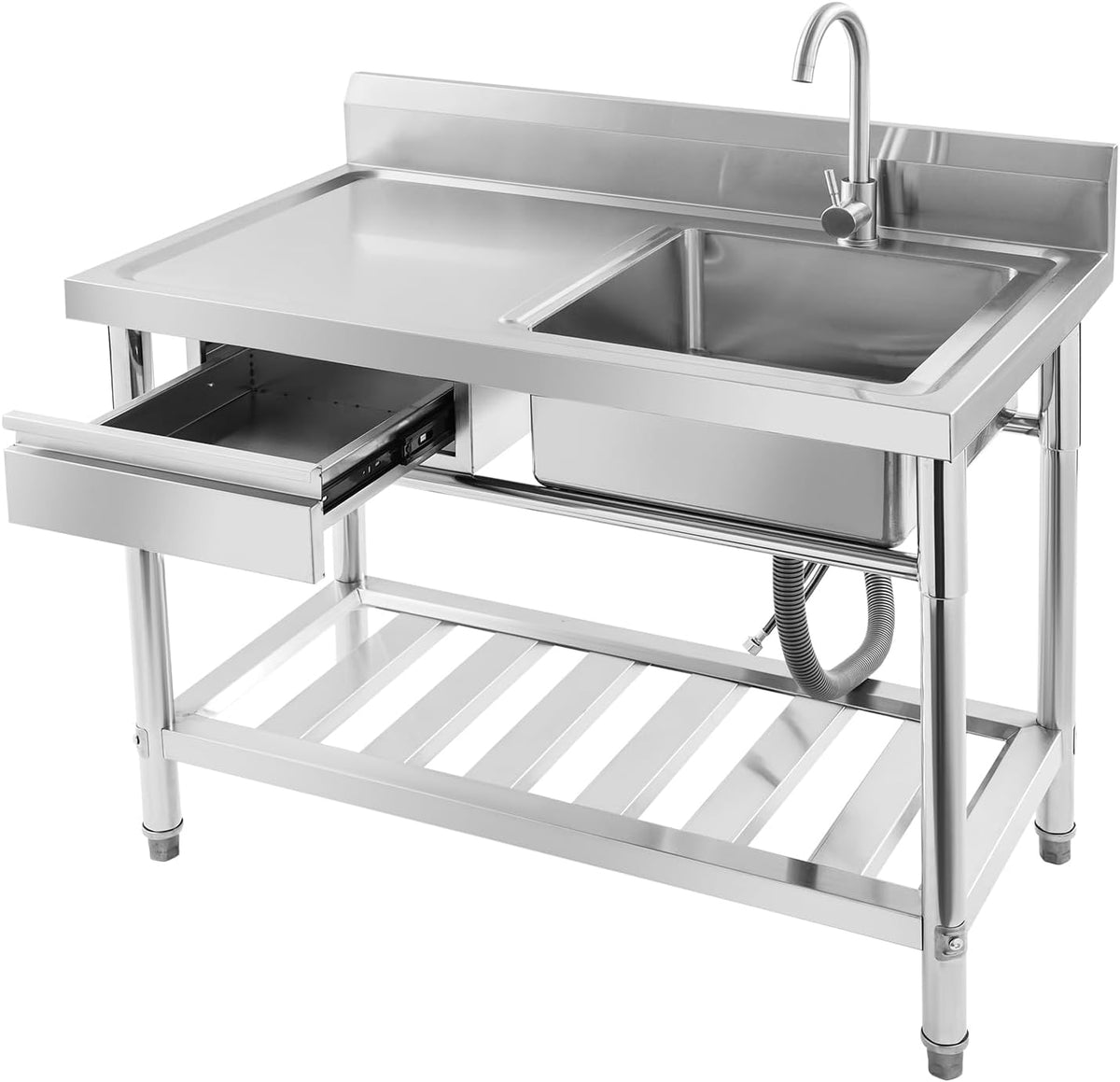 Artigo para casa, Brride, 100 × 60 × 80cm, altura regulável, regulável, aço inoxidável, aço, Prateado, para uso diário