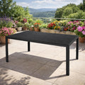 Mesa de jantar, Mojawo, 180 × 90 × 74cm, alumínio, madeira, Preto, para uso diário
