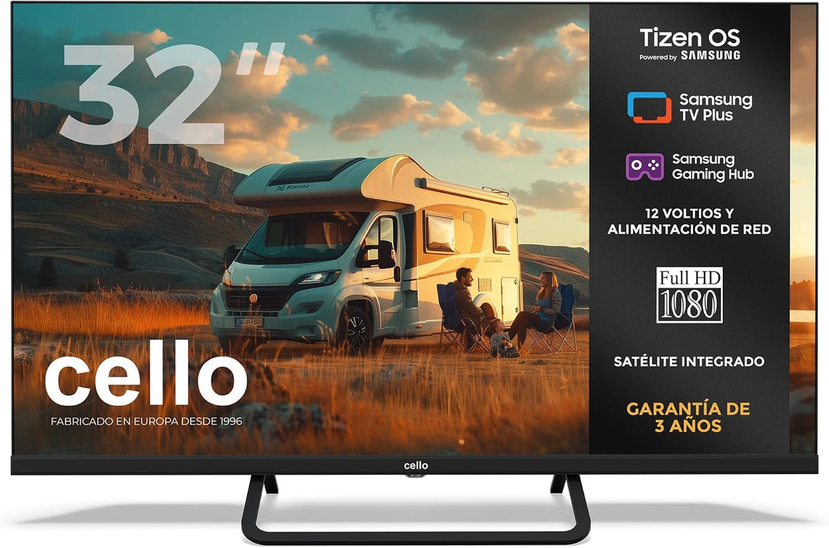 Televisor, Cello, CTRAV-32TZ, 12 V, 11,9 kg, com iluminação LED, com controlo por aplicação, Multicolor, para a sala