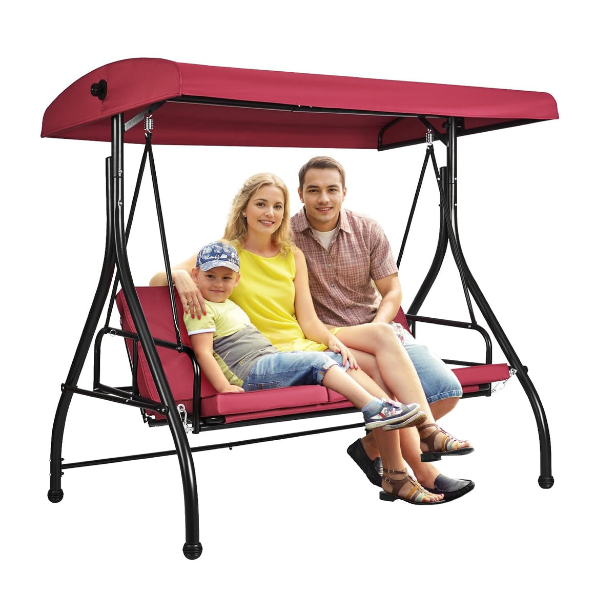 VEVOR, Baloiço de jardim, 3-Sitzer-Terrassenschauke, 340 kg, 7 cm, 2,7 ', resistente à água, regulável, aço, poliéster, Natural