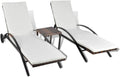 Espreguiçadeira, vidaXL, 39 cm, 200 × 65 × 39 cm, resistente à água, com rodas, aço, ratã, Castanho, para uso diário