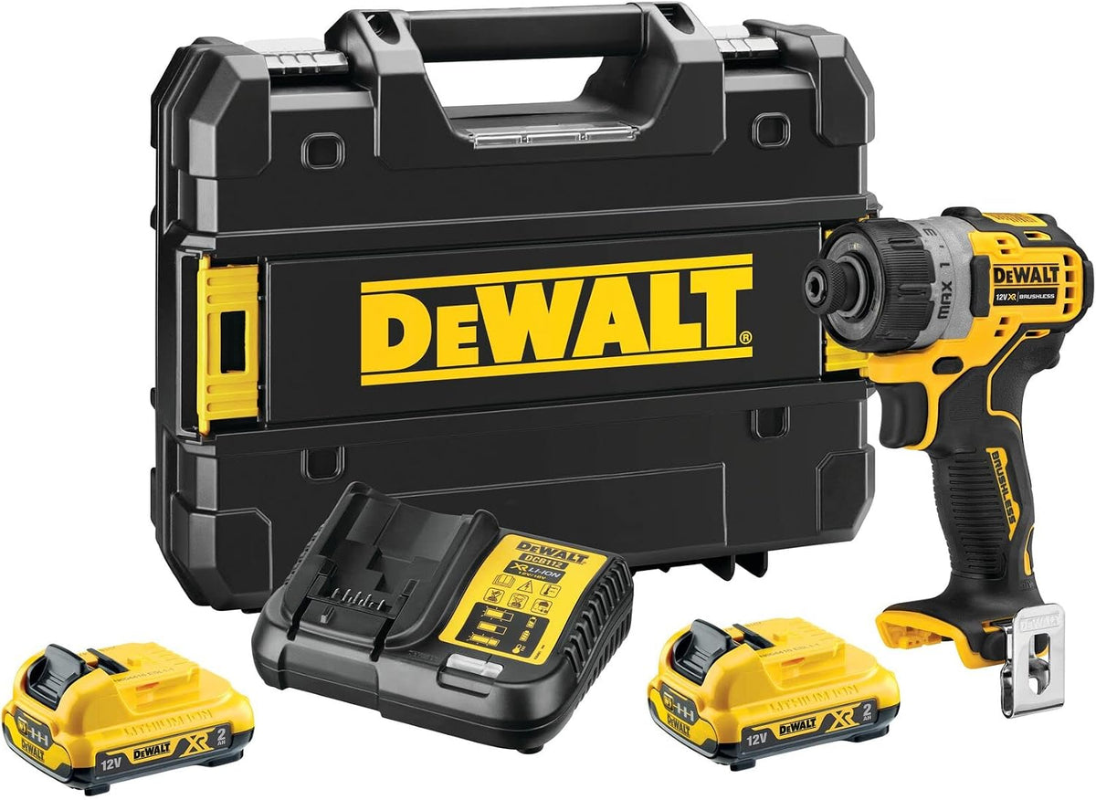 DEWALT, Berbequim aparafusador, 12V, 2.0Ah, 2Ah, com bateria, com carregador, metal, Mehrfarbig, para trabalhos de manutenção