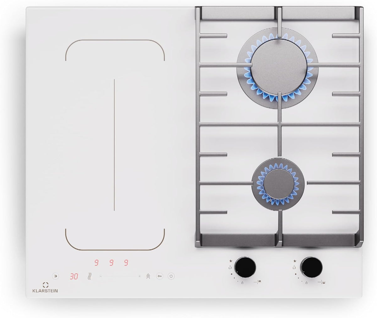 Placa de cozinha, KLARSTEIN, 7 Kw, com temporizador, aço, Branco, para a cozinha